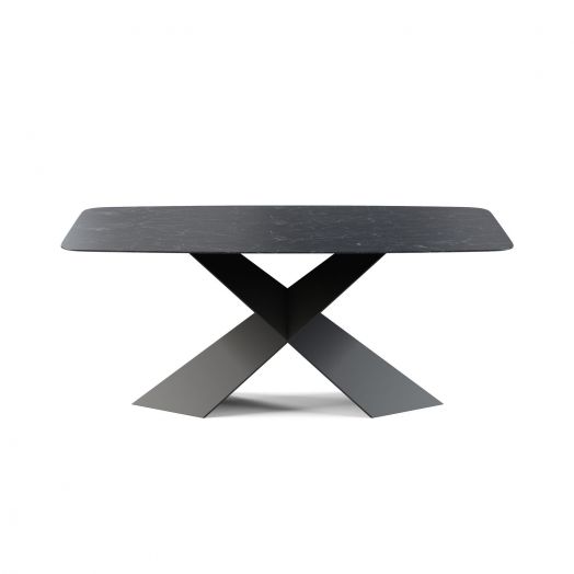 Стол овальный Tyler 180, керамика матовая, темный