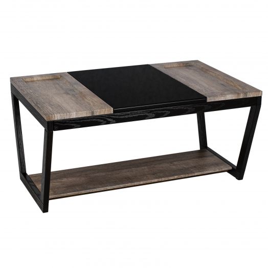 Стол журнальный BeautyStyle 33 дуб крымский состаренный/венге/стекло черное