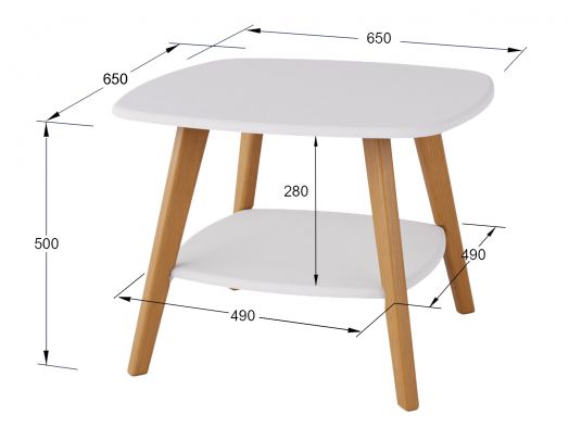 Стол журнальный Хадсон белый/дуб светлый