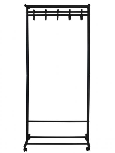 Вешалка напольная на колесах М 9 чёрный с крючками