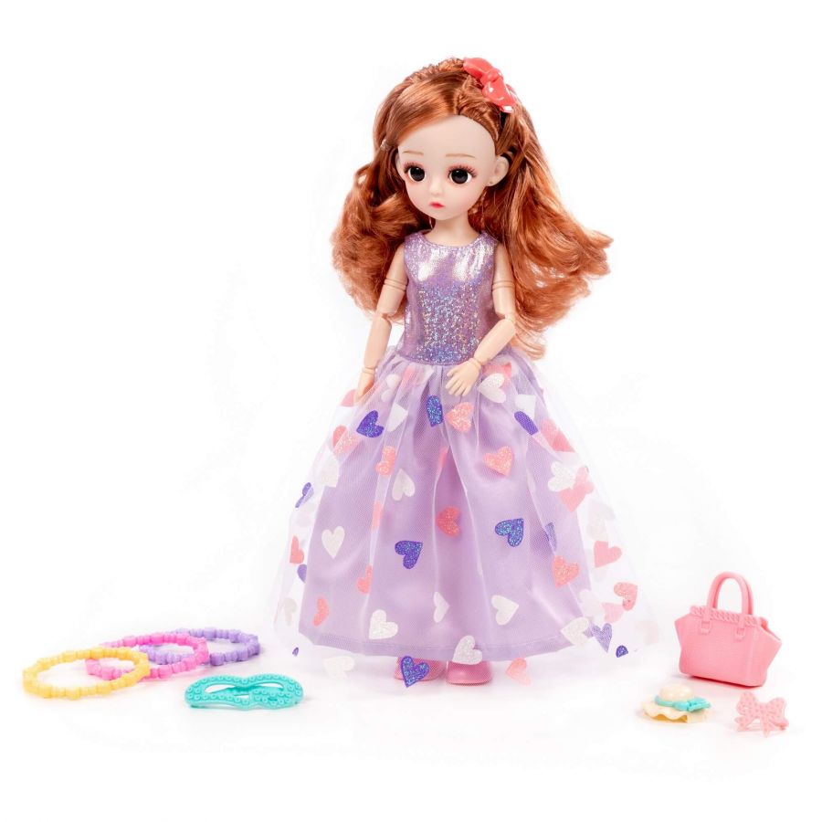 Кукла "Даша" (29 см) в бальном платье + аксессуары (8 элементов) (в коробке №2)