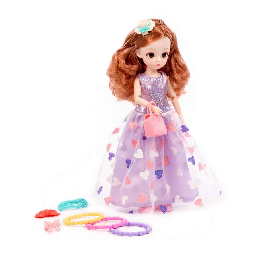 Кукла "Даша" (29 см) в бальном платье + аксессуары (8 элементов) (в коробке №2)