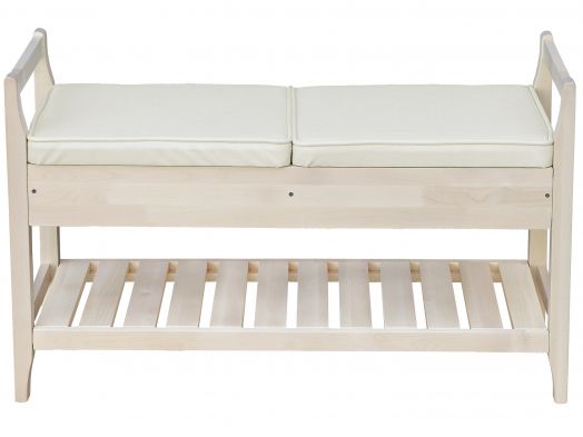 Скамья для прихожей Н с ящиком, экокожа крем, каркас лак