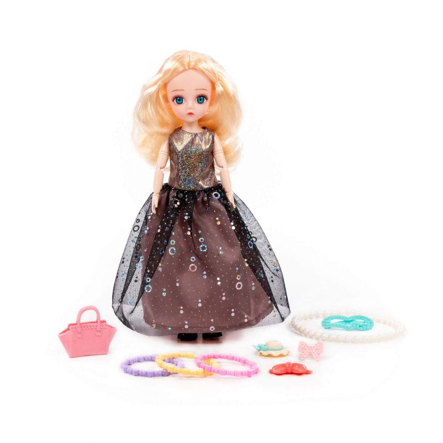 Кукла "Даша" (29 см) в вечернем платье + аксессуары (9 элементов) (в коробке №3)