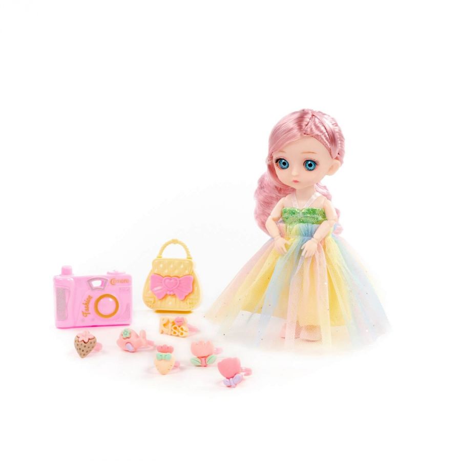 Кукла "Маша" (16 см) в нарядном платье + аксессуары (8 элементов) (в коробке №2)