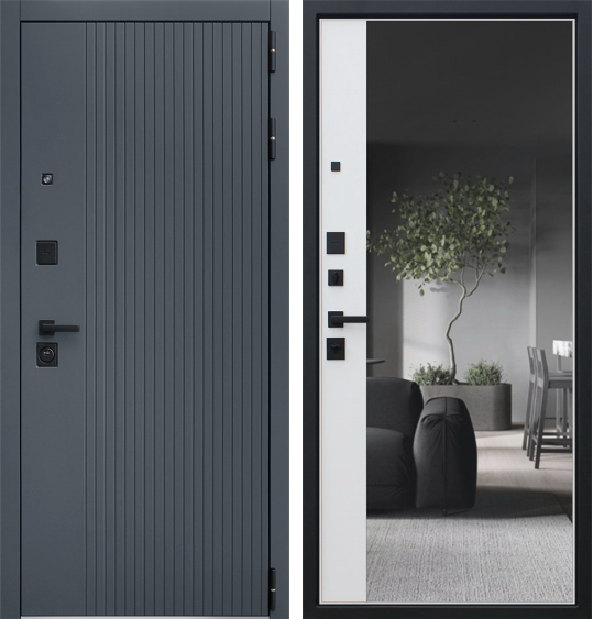 Дверь входная Вертикаль с зеркалом