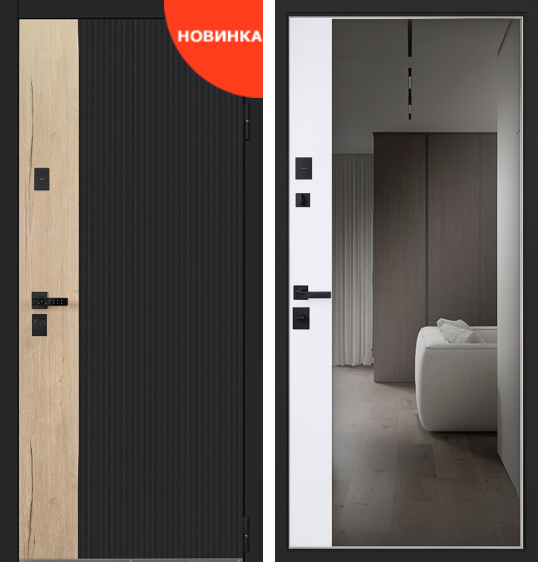 Дверь входная Конструктор с зеркалом и электронной ручкой