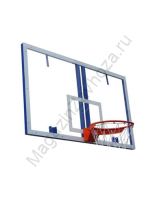 Щит баскетбольный игровой 1800х1050, стеклопласт, с кольцом амортиз, сеткой AV443/50