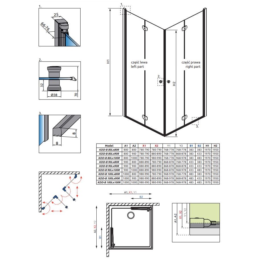 Душевой уголок Radaway Eos KDD B стеклянный цвета хром 100х80 см ФОТО