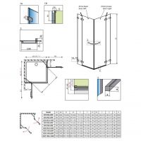 Минималистичный двухдверный душевой уголок Radaway Euphoria KDD 100х100 см схема 2