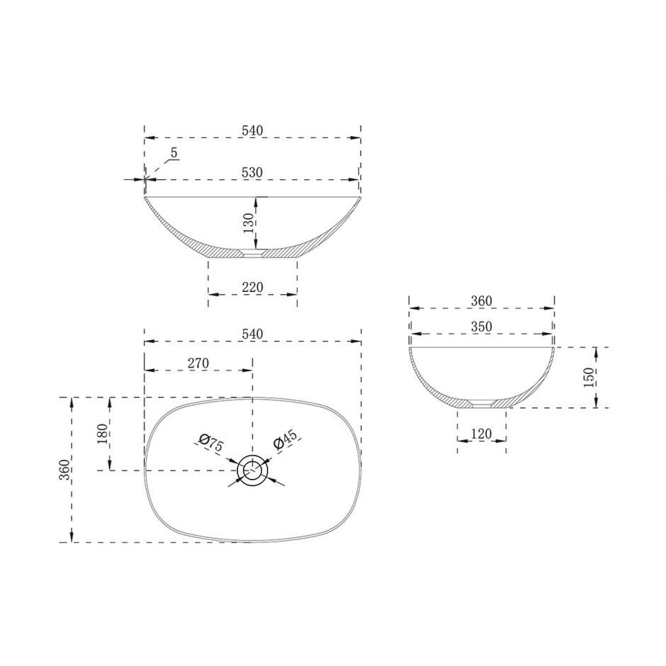 Накладная раковина Vincea Solid Surface VBS-6T12MW ФОТО