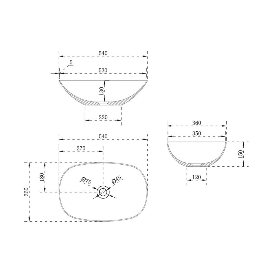 Накладная раковина Vincea Solid Surface VBS-6T12MW ФОТО