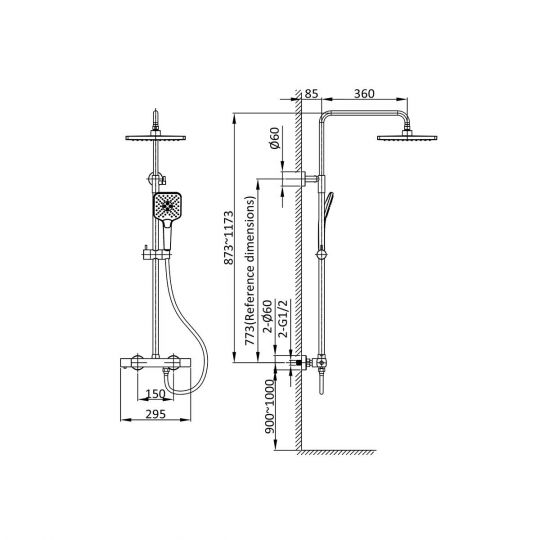 Душевая стойка без излива Vincea NEXT VSFS-1N0TCH схема 3 Душевая стойка без излива Vincea NEXT VSFS-1N0TCH схема 3