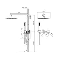 Встраиваемый душевой комплект с верхним и ручным душем GROOVE VSFW-4G01MB схема 5