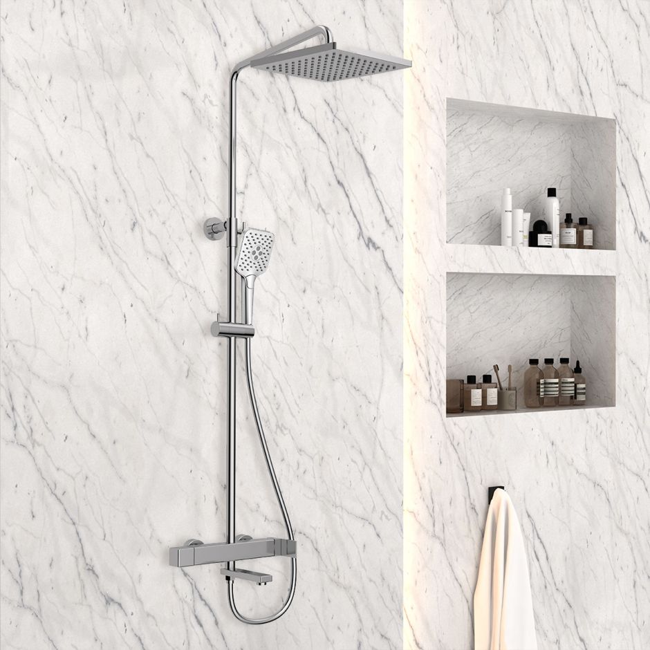 Душевая стойка с поворотным изливом Vincea CUBE VSFS-1C1CH ФОТО