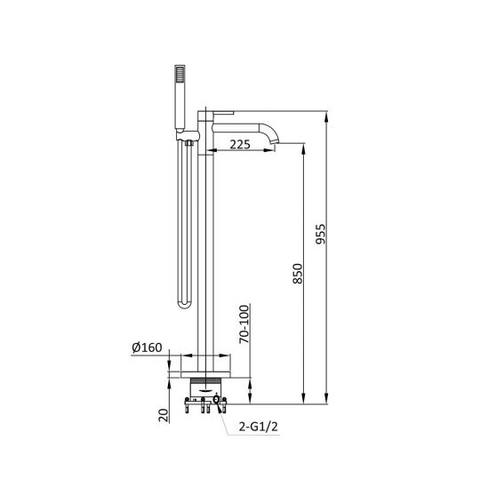 Напольный смеситель для ванны Vincea DESIRE VTF-1DCH схема 4