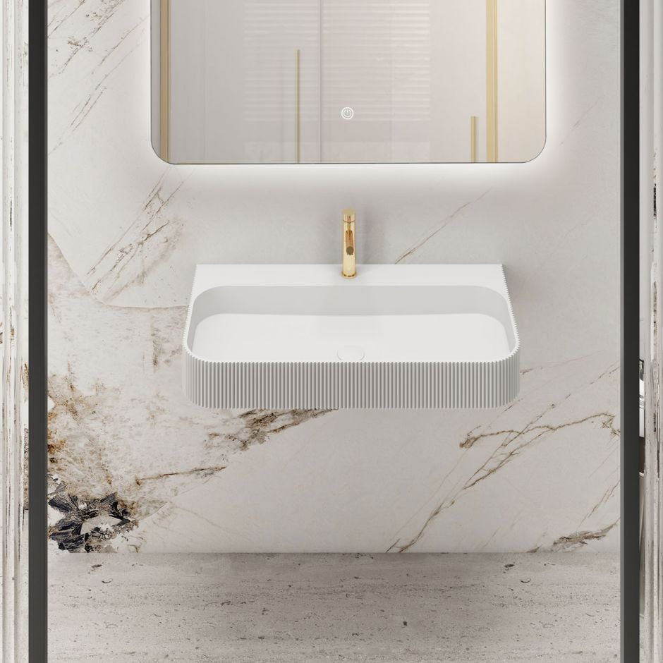 Изображение Подвесная раковина Vincea Solid Surface с отверстием под смеситель VWB-6SG75MW