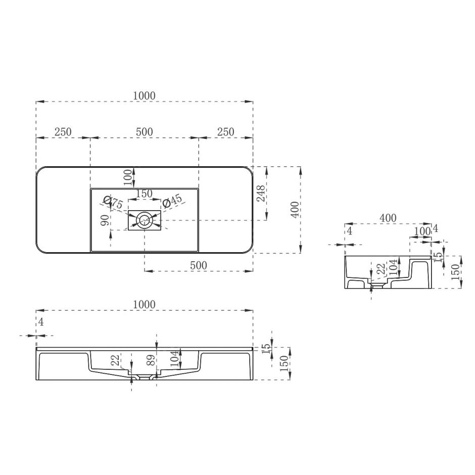 Подвесная раковина Vincea Solid Surface VWB-6S380MW ФОТО