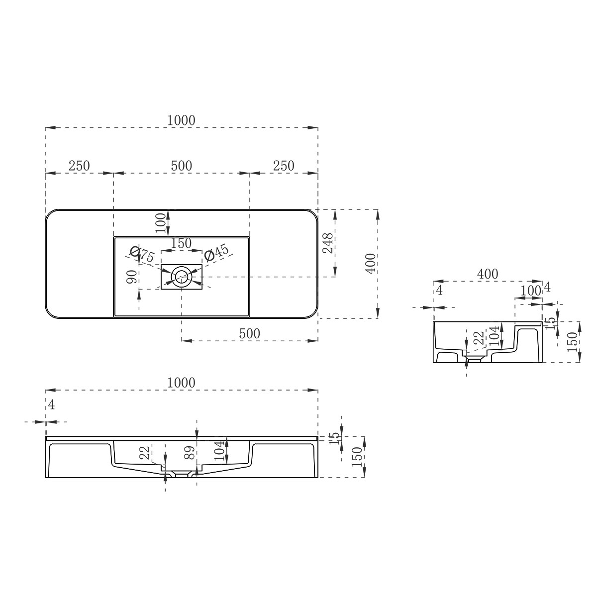 Подвесная раковина Vincea Solid Surface VWB-6S380MW схема 5