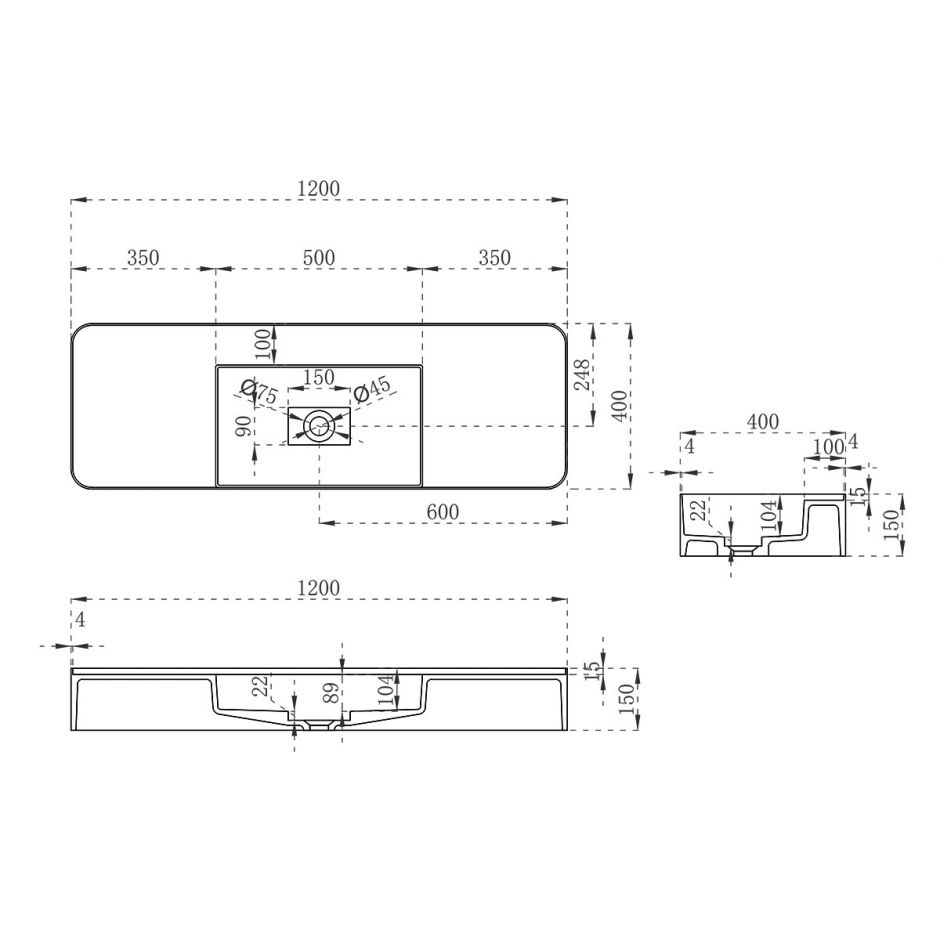 Подвесная раковина Vincea Solid Surface VWB-6S312MW ФОТО