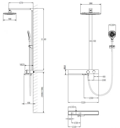 Душевая стойка с поворотным изливом Vincea INSPIRE VSFS-3I13TCH схема 7 Душевая стойка с поворотным изливом Vincea INSPIRE VSFS-3I13TCH схема 7