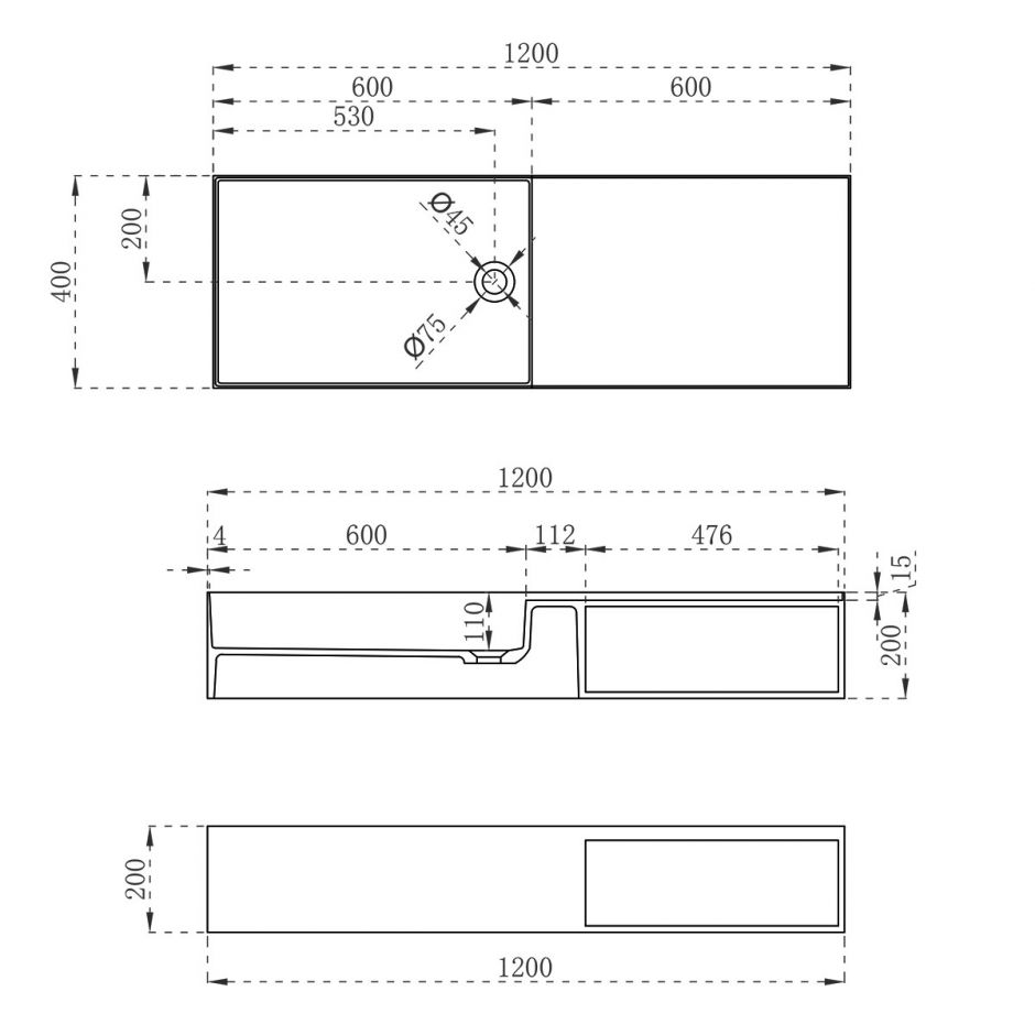 Подвесная раковина Vincea Solid Surface VWB-6S112MW ФОТО