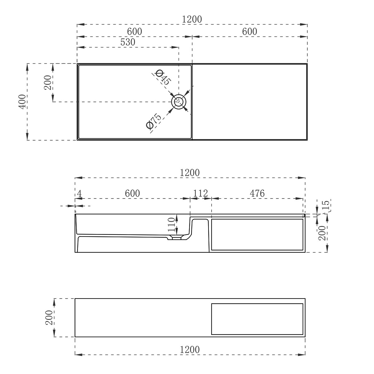 Подвесная раковина Vincea Solid Surface VWB-6S112MW схема 4