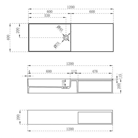 Подвесная раковина Vincea Solid Surface VWB-6S112MW схема 4