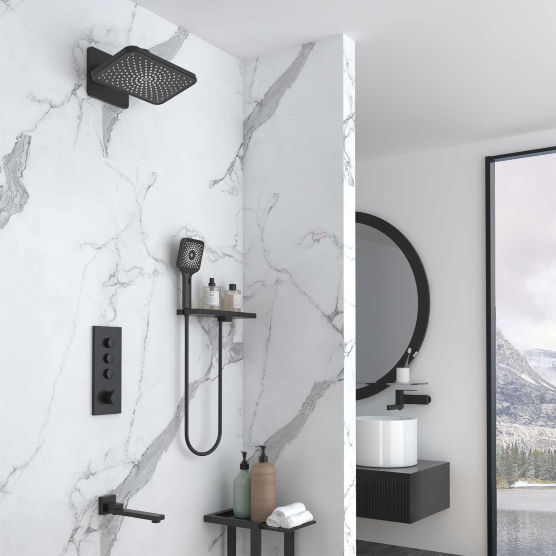 Встраиваемый двухрежимный душевой комплект Vincea VSFW-433TI4RMB цена от 60 380 ₽ Фото Встраиваемый двухрежимный душевой комплект Vincea VSFW-433TI4RMB