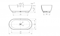 Отдельностящая ванна Vincea Solid Surface слив-перелив в комплекте VBT-4S04MW схема 8