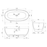 Отдельностящая ванна Vincea Solid Surface слив-перелив в комплекте VBT-6S01MW схема 4