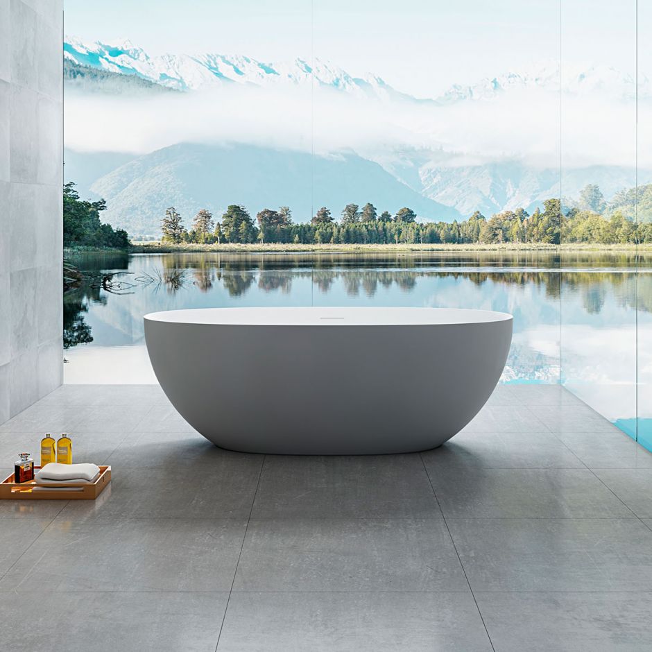 Изображение Отдельностящая ванна Vincea Solid Surface слив-перелив в комплекте VBT-6S01MG