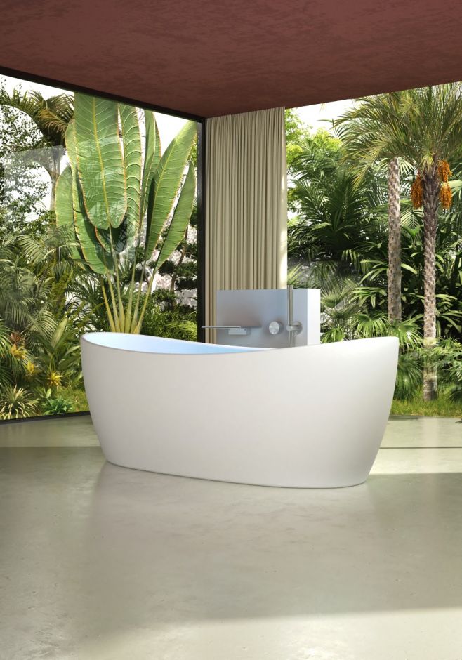 Изображение Отдельностящая ванна Vincea Solid Surface слив-перелив в комплекте VBT-6S03MW