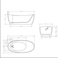 Отдельностящая ванна Vincea Solid Surface слив-перелив в комплекте VBT-6S03MW схема 6