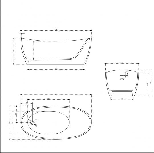 Отдельностящая ванна Vincea Solid Surface слив-перелив в комплекте VBT-6S03MW схема 6