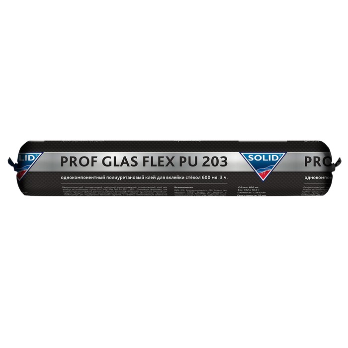 Solid PROF GLAS FLEX PU 203 однокомпонентный полиуретановый клей для вклейки стёкол, 600мл.