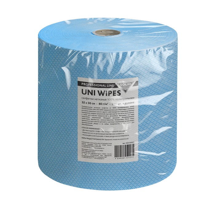 Solid PROFESSIONAL LINE UNI WIPES Нетканые салфетки 32см. х 30см. 500шт. в рулоне