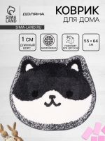 Коврик Доляна Kitty, 55?64 см, ворс 1 см, микрофибра, серый - белый