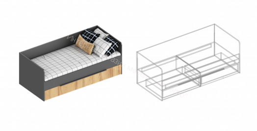 Кровать с 2 ящиками "Стил" 832х2032х700