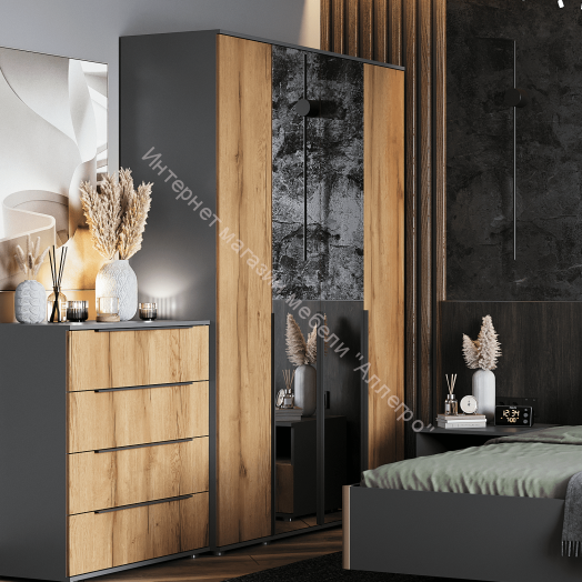 Шкаф 4-ств с зеркалом "Стил" 1400