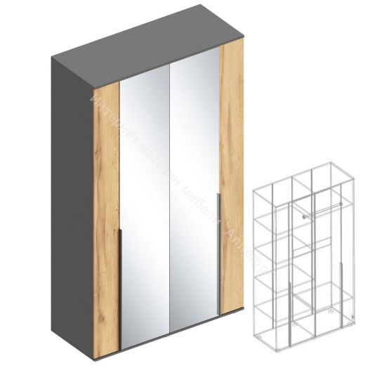 Шкаф 4-ств с зеркалом "Стил" 1200