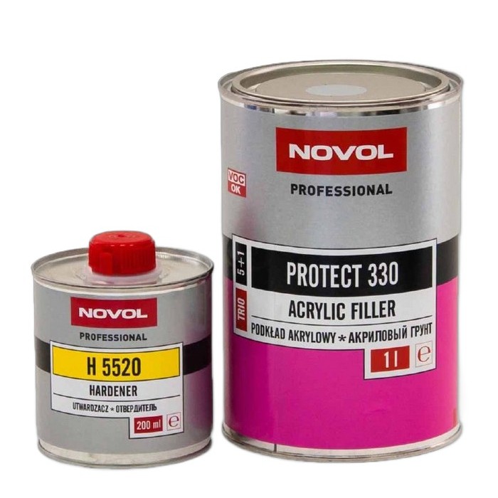 Novol Грунт 5+1 Протект 330 Трио черный (комплект), объем 1л. + 200мл.
