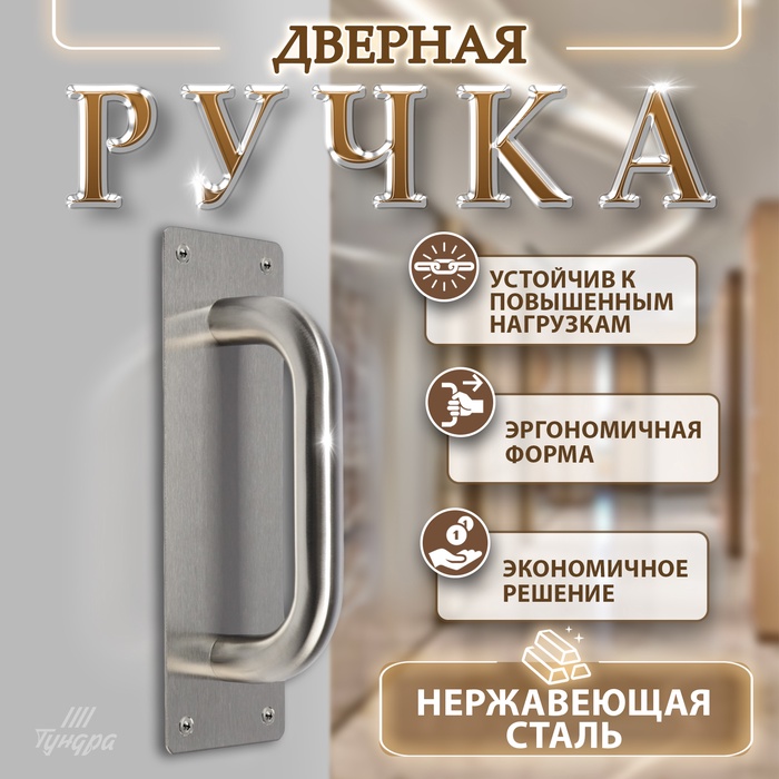 Ручка дверная, цвет нержавеющая сталь, 200х65 мм