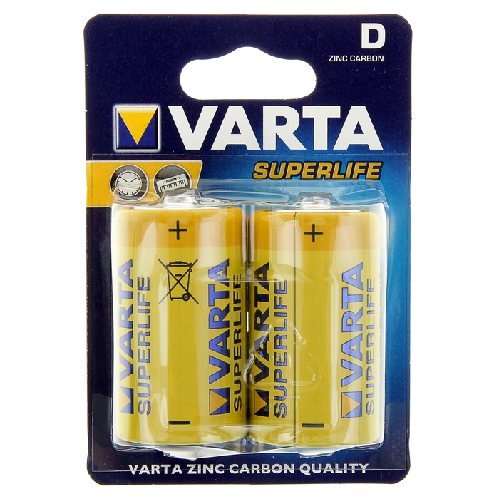 Батарейка солевая Varta SUPER LIFE D набор 2 шт