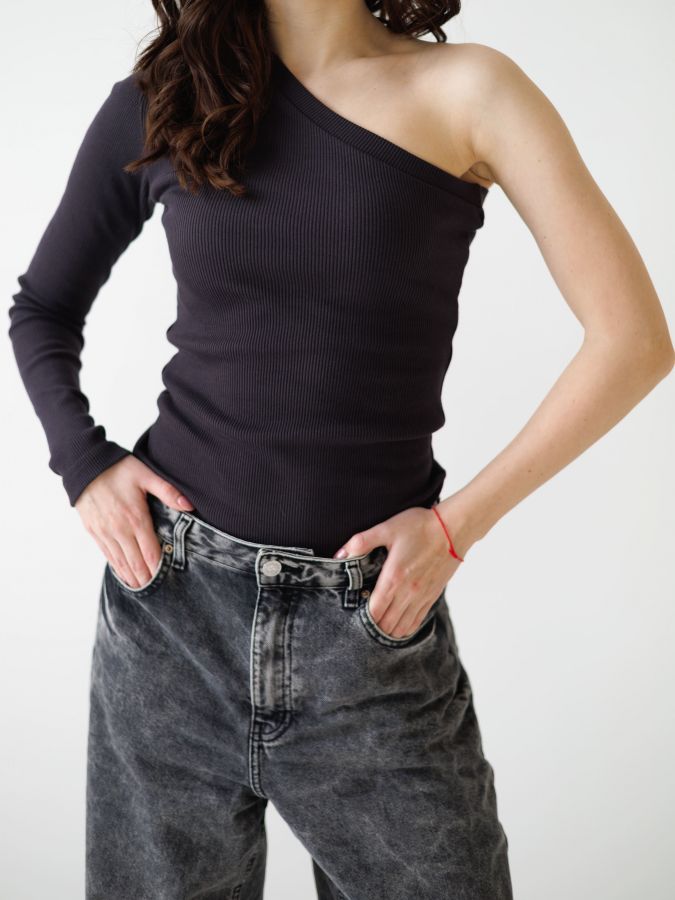 Кофта на одно плечо графит