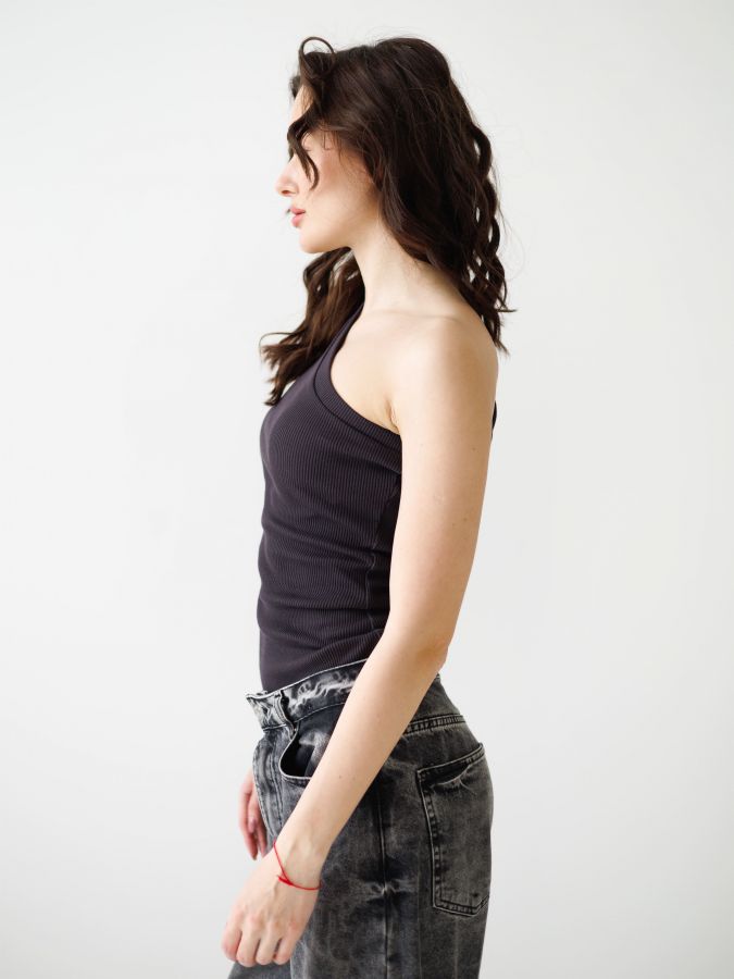 Кофта на одно плечо графит