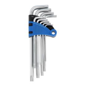 Набор ключей ТУНДРА, TORX Tamper, удлиненные, CrV, TT10 - TT50, 9 шт.