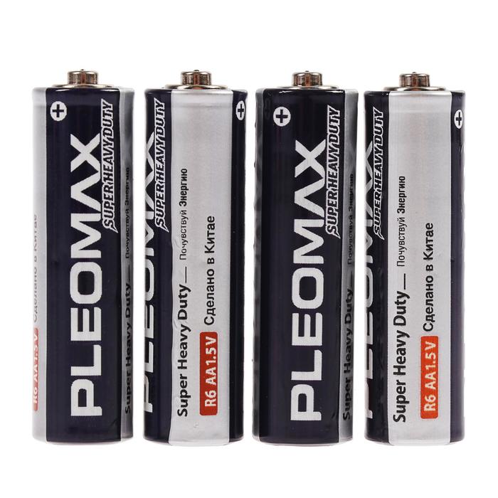 Батарейка солевая Pleomax Super Heavy Duty, AA, R6-4S, 1.5В, спайка, 4 шт.