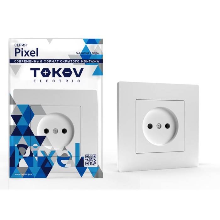 Розетка TOKOV ELECTRIC, Pixel, 1-м, 16А, IP20, без з/к, в сборе, белый, TKE-PX-R1F-C01