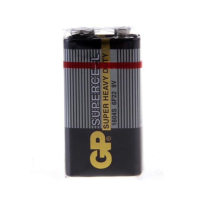 Батарейка солевая GP Supercell Super Heavy Duty, 6F22-1S, 9В, крона, спайка, 1 шт.